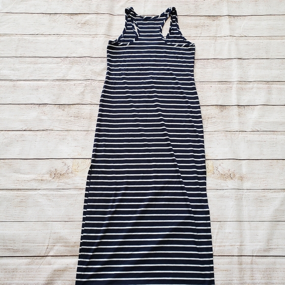 Merona Navy White Stripe Sleeveless Maxi Dress M - Picture 9 of 10